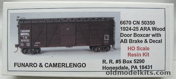 Funaro & Camerlengo 1/87 1924-25 ARA Single Wood Door Canadian National Boxcar - with AB Brakes- Resin HO Craftsman Kit, 6670 plastic model kit